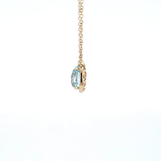Colgante de oro amarillo de 14 quilates con aguamarina y diamantes de 0,06 quilates - 18"