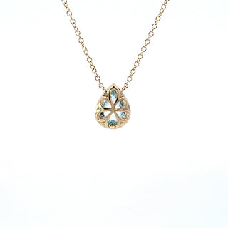 Colgante de oro amarillo de 14 quilates con aguamarina y diamantes de 0,06 quilates - 18"
