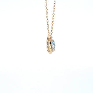 Colgante de oro amarillo de 14 quilates con aguamarina y diamantes de 0,06 quilates - 18"