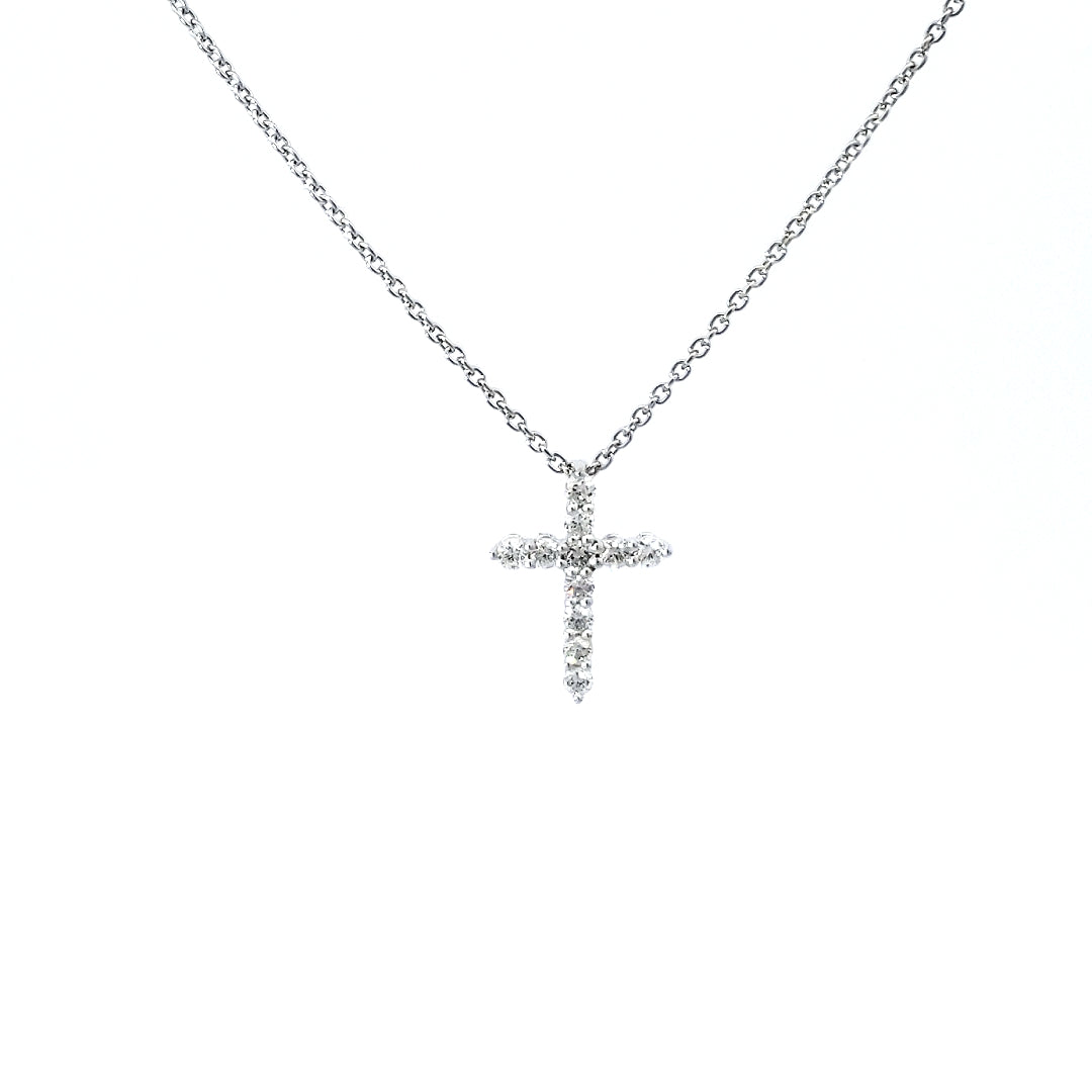 14K White Gold 0.25 cttw Diamond Cross Pendant