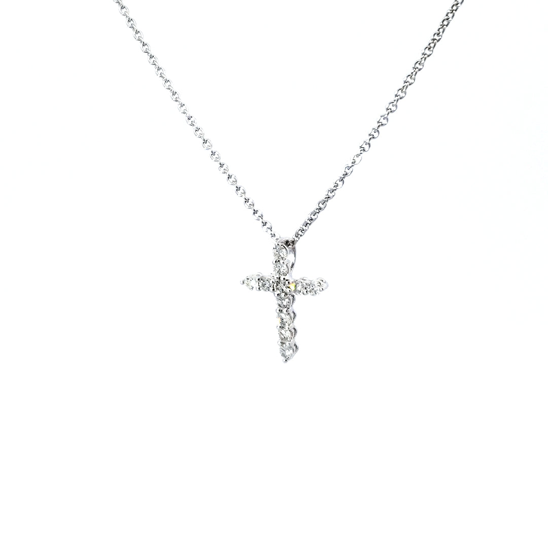 14K White Gold 0.25 cttw Diamond Cross Pendant