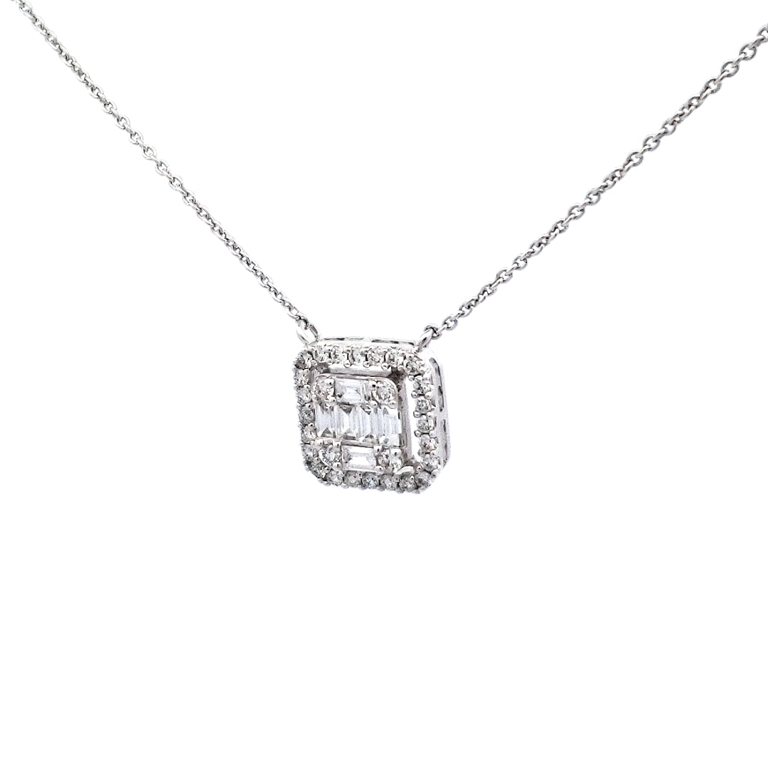 14K White Gold 0.51 cttw Diamond Pendant