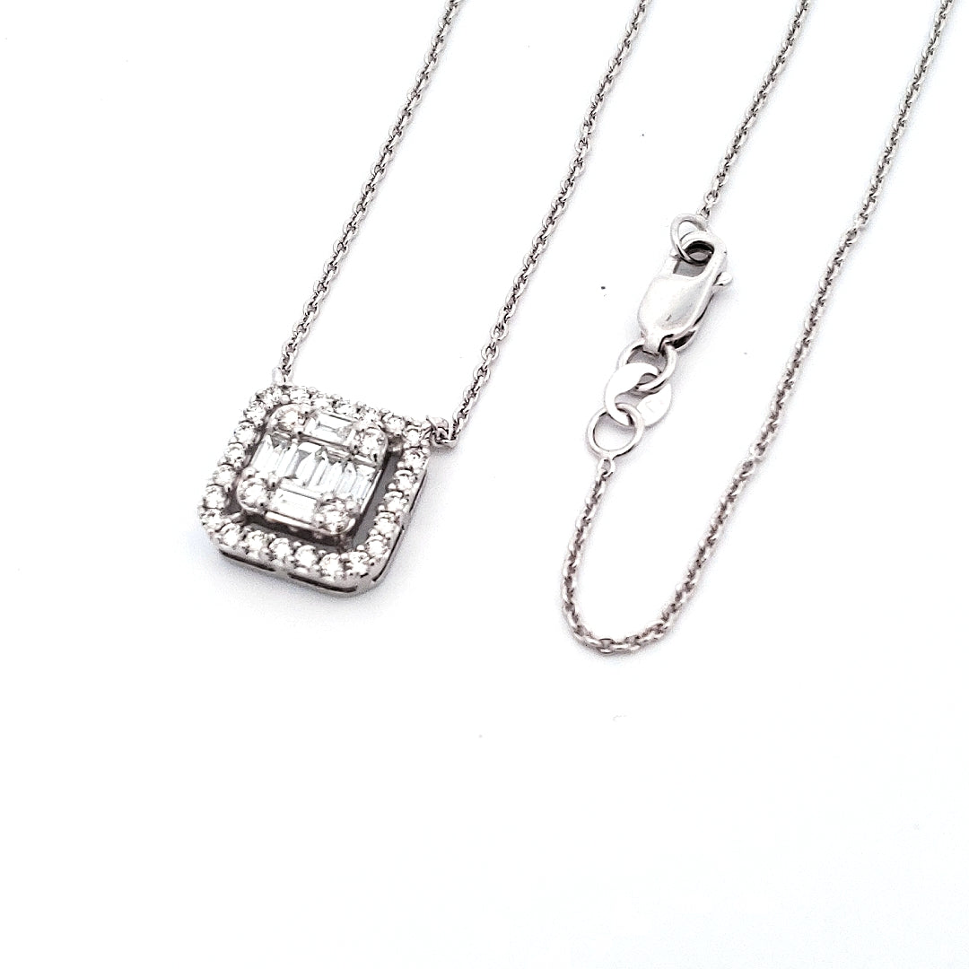 14K White Gold 0.51 cttw Diamond Pendant