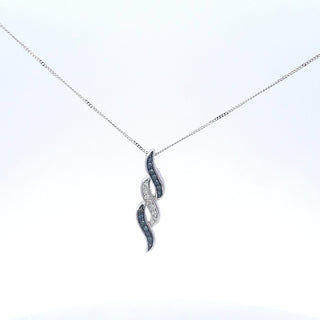 Colgante de diamante azul de 0,114 quilates en oro blanco de 10 quilates, 18"