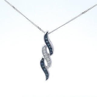 Colgante de diamante azul de 0,114 quilates en oro blanco de 10 quilates, 18"