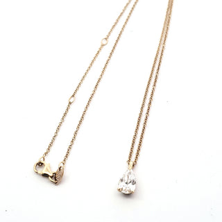14K Yellow Gold Lab Grown 0.65 cttw Pear Cut Diamond Pendant