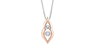 10K Rose and White Gold 0.20cttw Diamond Necklace, 18"