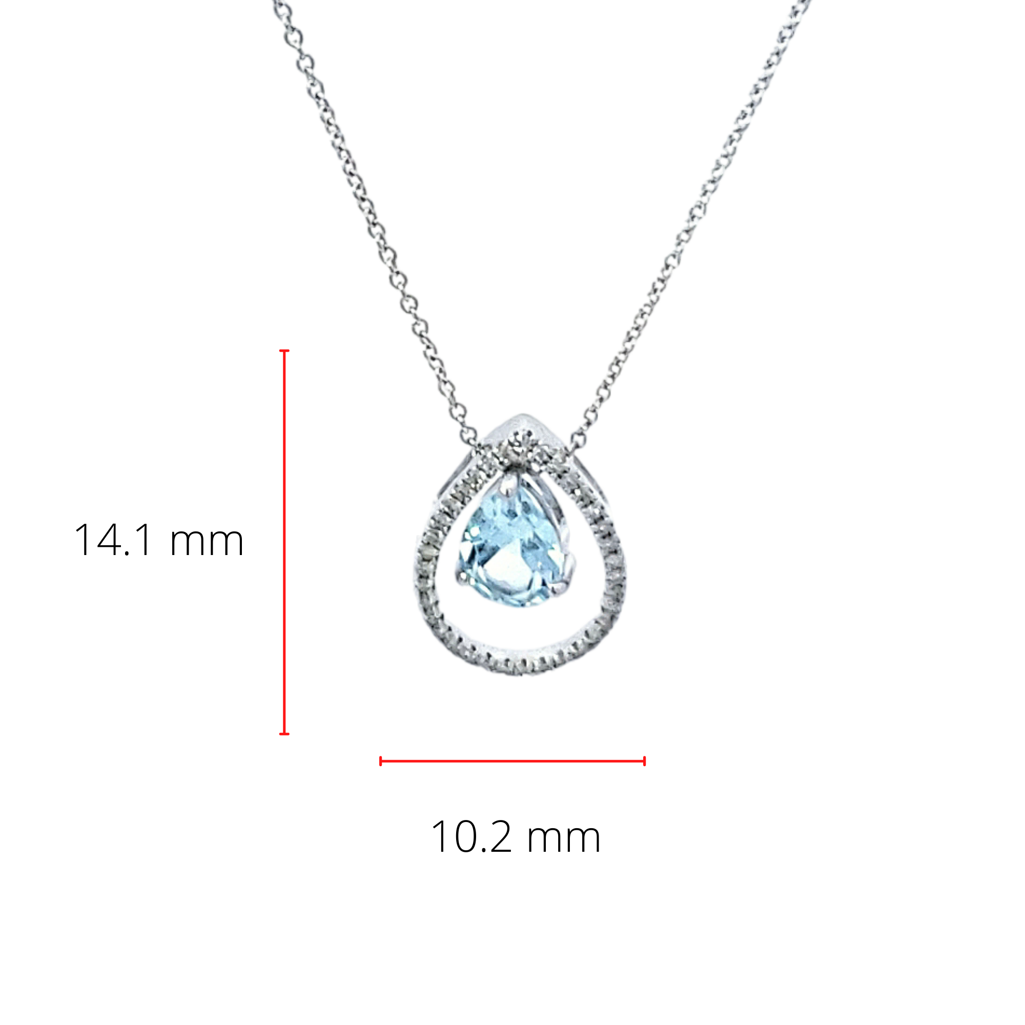 14K White Gold Aquamarine and Diamond Pendant, 18"