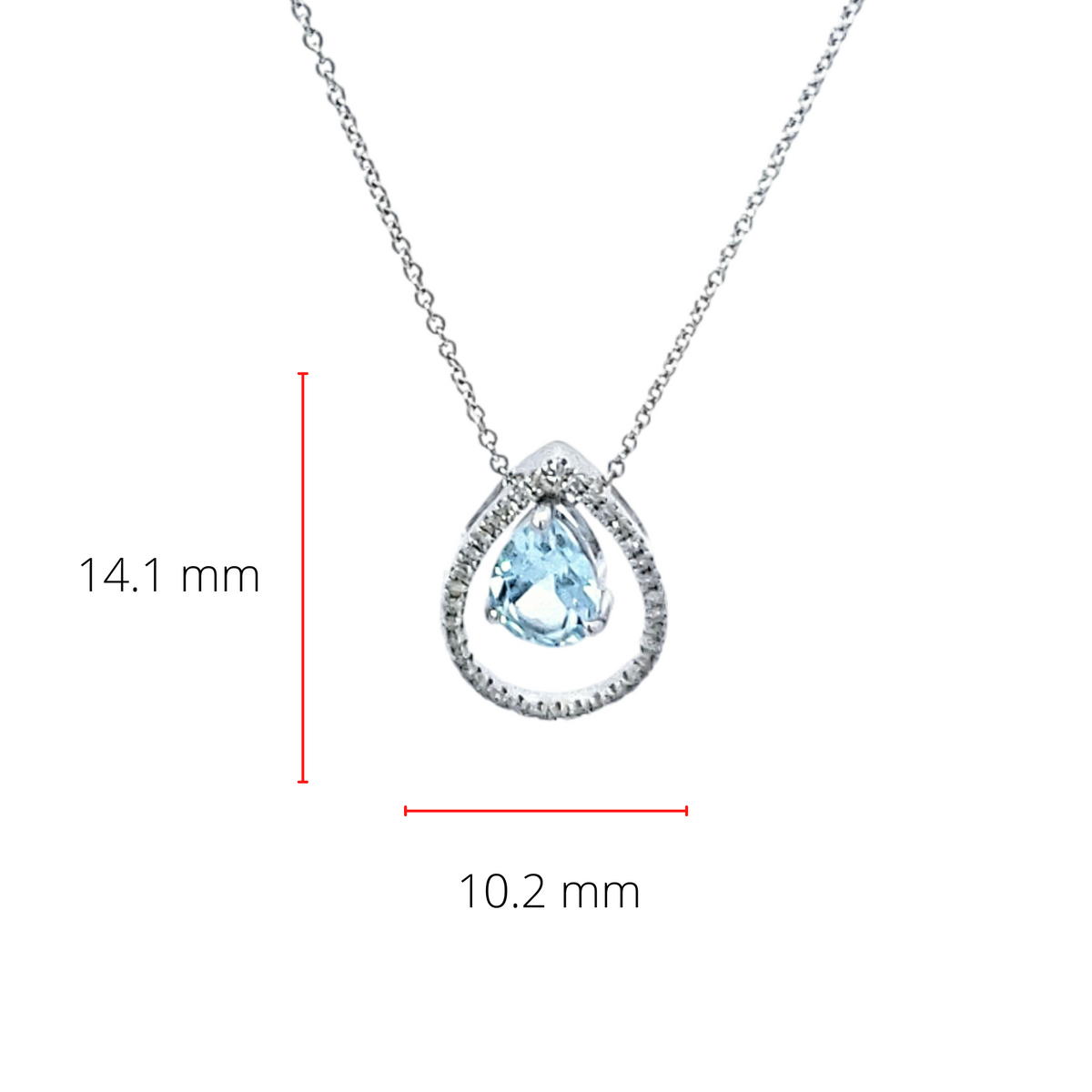 14K White Gold Aquamarine and Diamond Pendant, 18&quot;