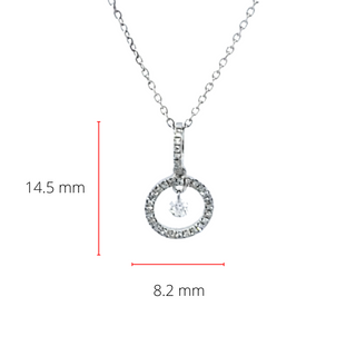 Colgante de oro blanco de 14 quilates con círculo de diamantes/infinito/eternidad, 18"