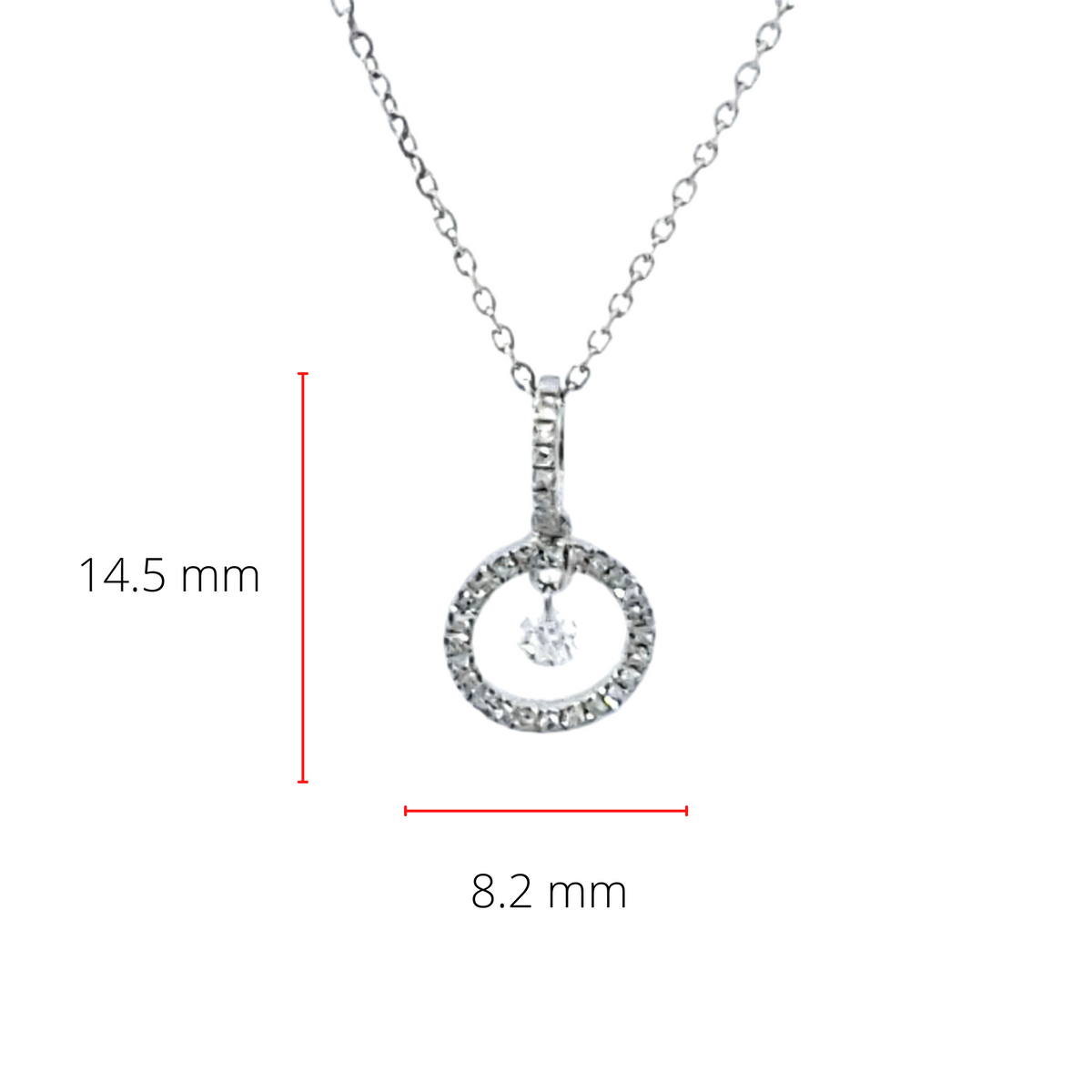 14K White Gold Diamond Circle / Infinity / Eternity Pendant, 18&quot;