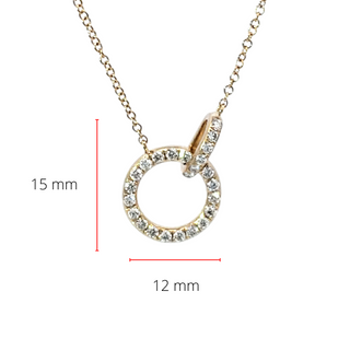 14K Yellow Gold Diamond Circle / Infinity / Eternity Pendant, 18"