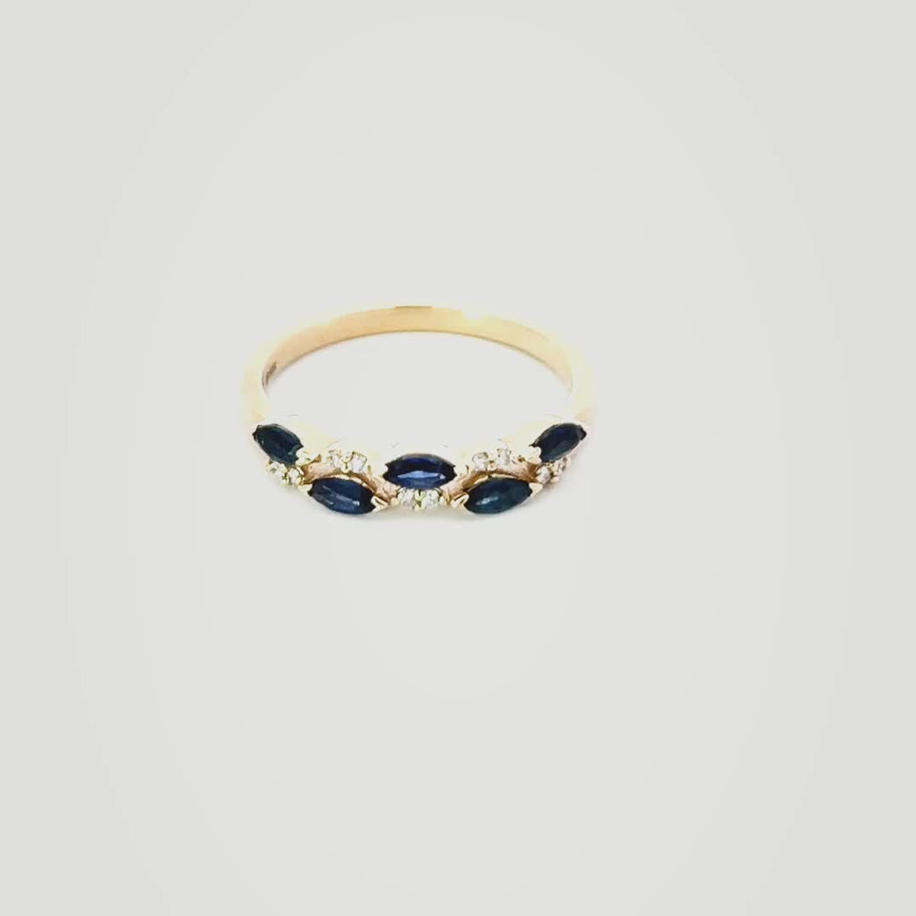 10K Yellow Gold Sapphire and Diamond Ring Video