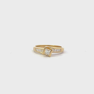 18k Yellow Gold 0.5cttw Princess Cut Diamond Ring Video