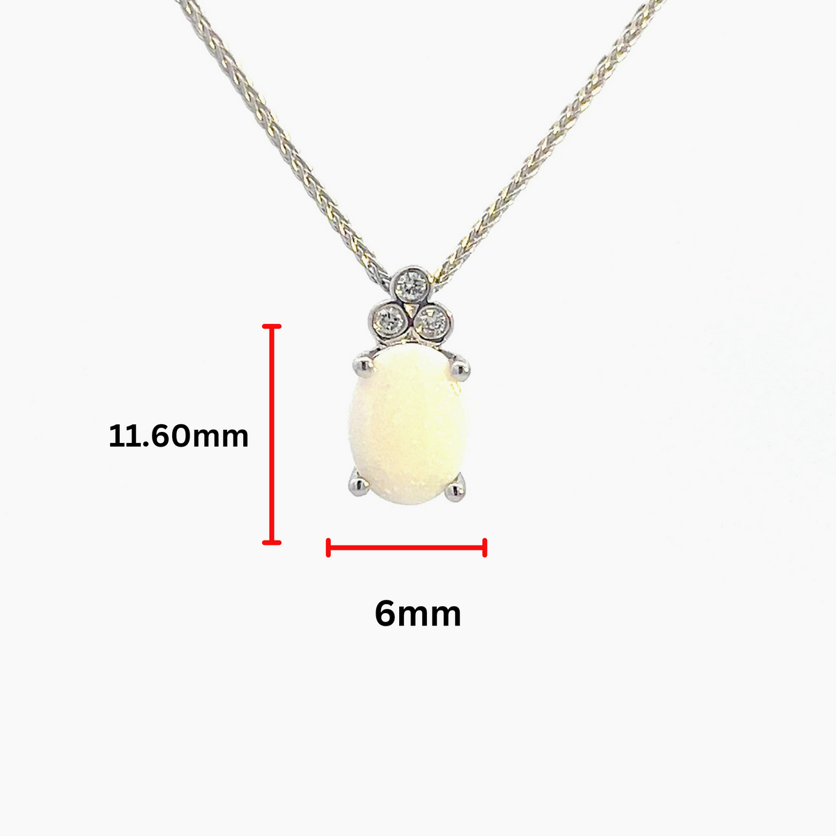 10K White Gold Opal and Diamond Pendant