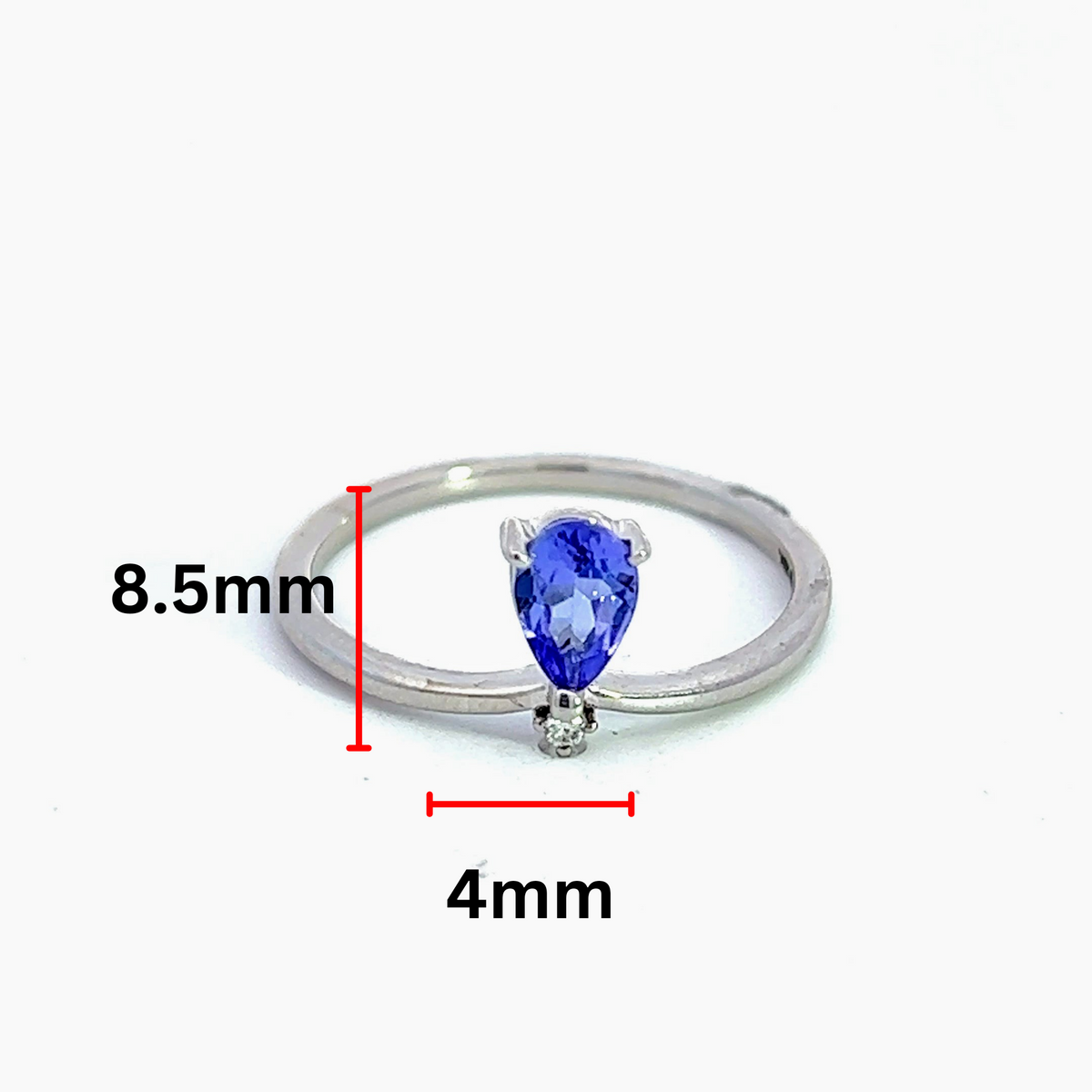 10K White Gold Tanzanite and Diamond Ring - Size 7