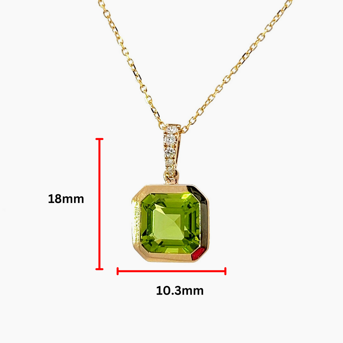 Collar de oro amarillo de 14 quilates con peridoto de 2,41 quilates y diamantes de 0,16 quilates - 18 pulgadas