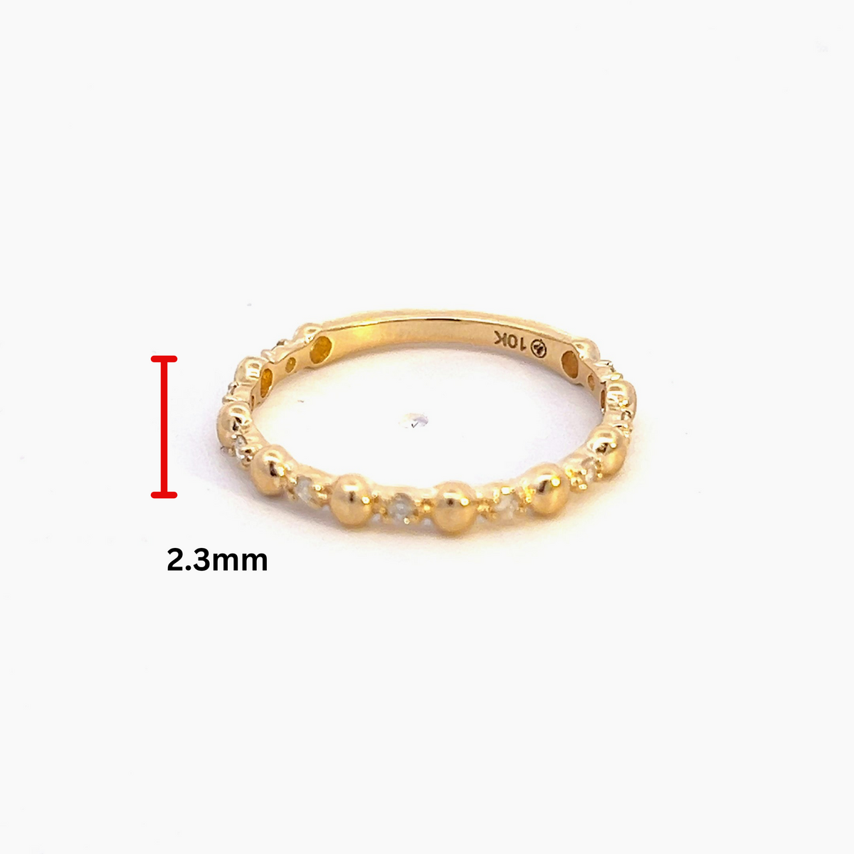 Anillo de diamantes de 0,10 quilates en oro amarillo de 10 quilates, talla 6,5