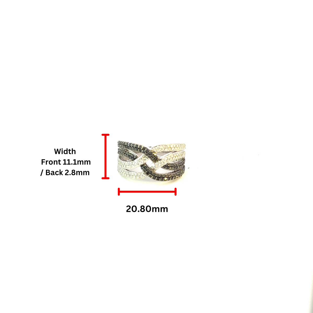 Anillo de oro blanco de 10 quilates con diamantes negros de 0,80 quilates