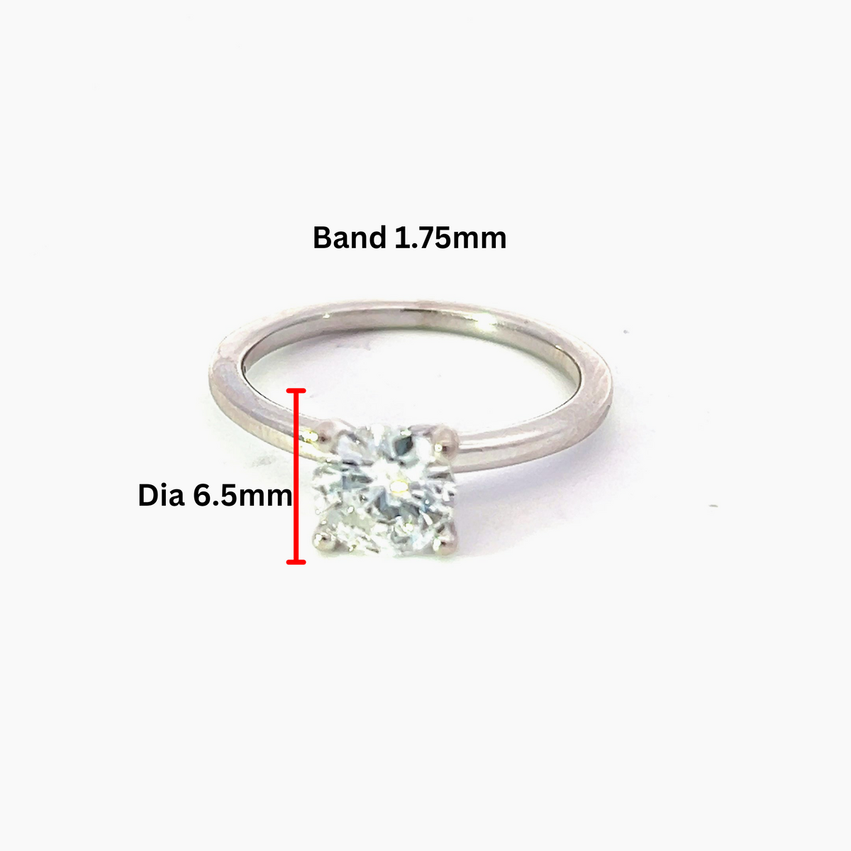 Anillo de compromiso de diamantes canadienses de talla brillante redonda de 1,01 quilates en oro blanco de 14 quilates