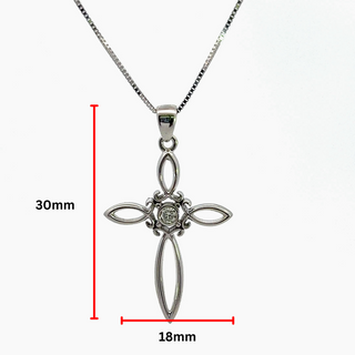 Collar con cruz de diamantes de 0,05 quilates en oro blanco de 10 quilates, 18"