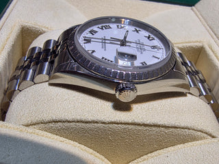 Rolex 36mm Datejust White Dial Fluted Bezel Jubilee Pre-owned Box and Appraisal