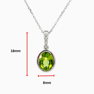 Collar de oro blanco de 14 quilates con peridoto de 1,35 quilates y diamantes de 0,06 quilates - 18 pulgadas