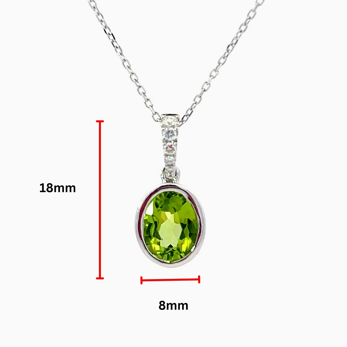 Collar de oro blanco de 14 quilates con peridoto de 1,35 quilates y diamantes de 0,06 quilates - 18 pulgadas