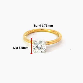 Anillo de compromiso de diamantes canadienses de talla brillante redonda de 1,01 quilates en oro amarillo de 14 quilates