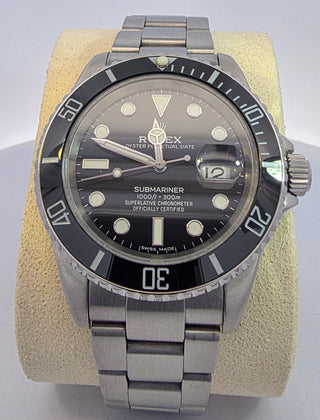Rolex by Swiss Crown™ EE. UU. Reloj Oyster Submariner de acero de segunda mano con certificación independiente de Rolex de 40 mm y esfera negra 