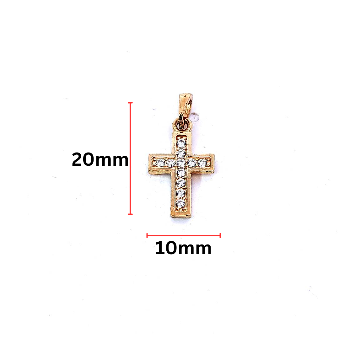 Cruz de circonio cúbico de oro amarillo de 10 quilates - 13 mm x 9 mm