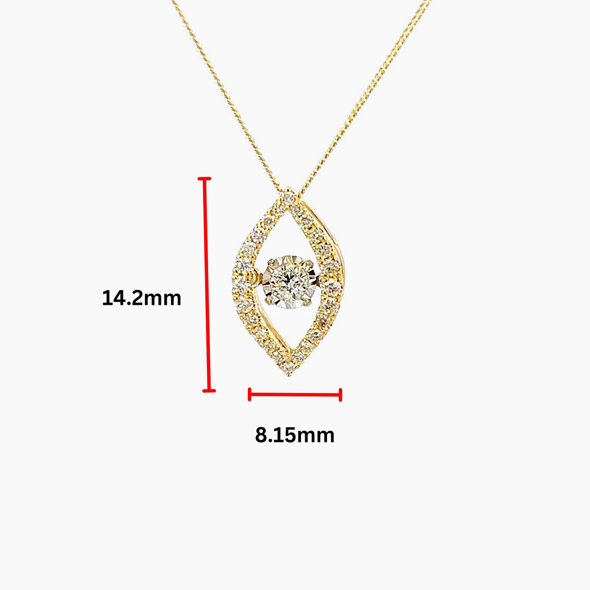 Colgante de oro amarillo de 10 quilates con diamantes de 0,22 quilates en total, 18&quot;