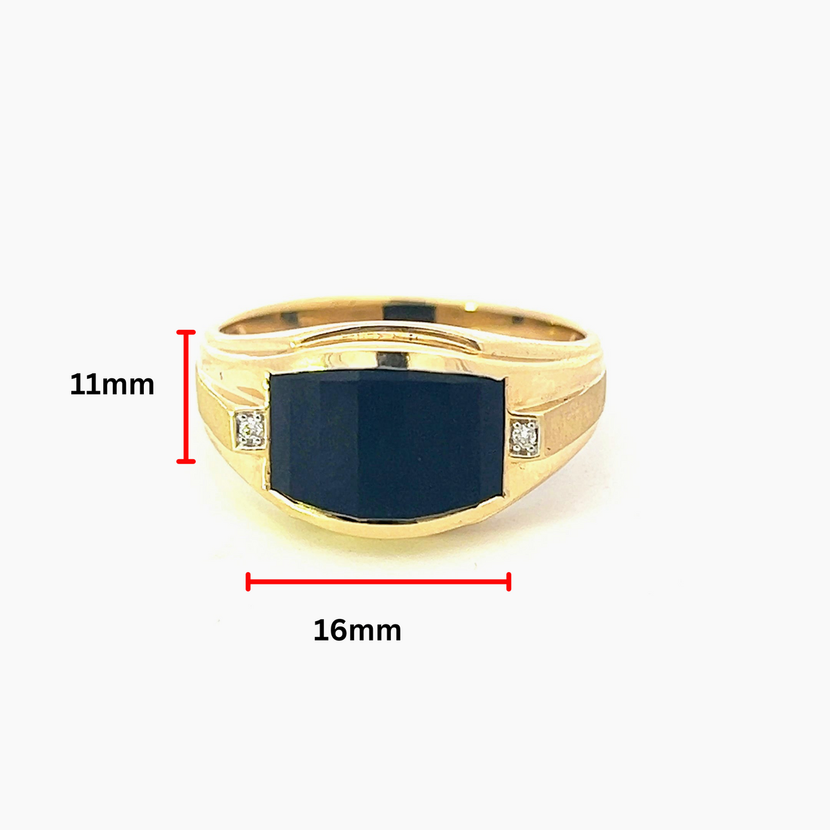 10K Yellow Gold Onyx and 0.014cttw Diamond Gents Ring, size 10