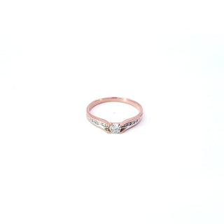Anillo de diamantes de 0,10 quilates en oro rosa de 10 quilates - Talla 6,5
