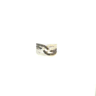 Anillo de oro blanco de 10 quilates con diamantes negros de 0,80 quilates