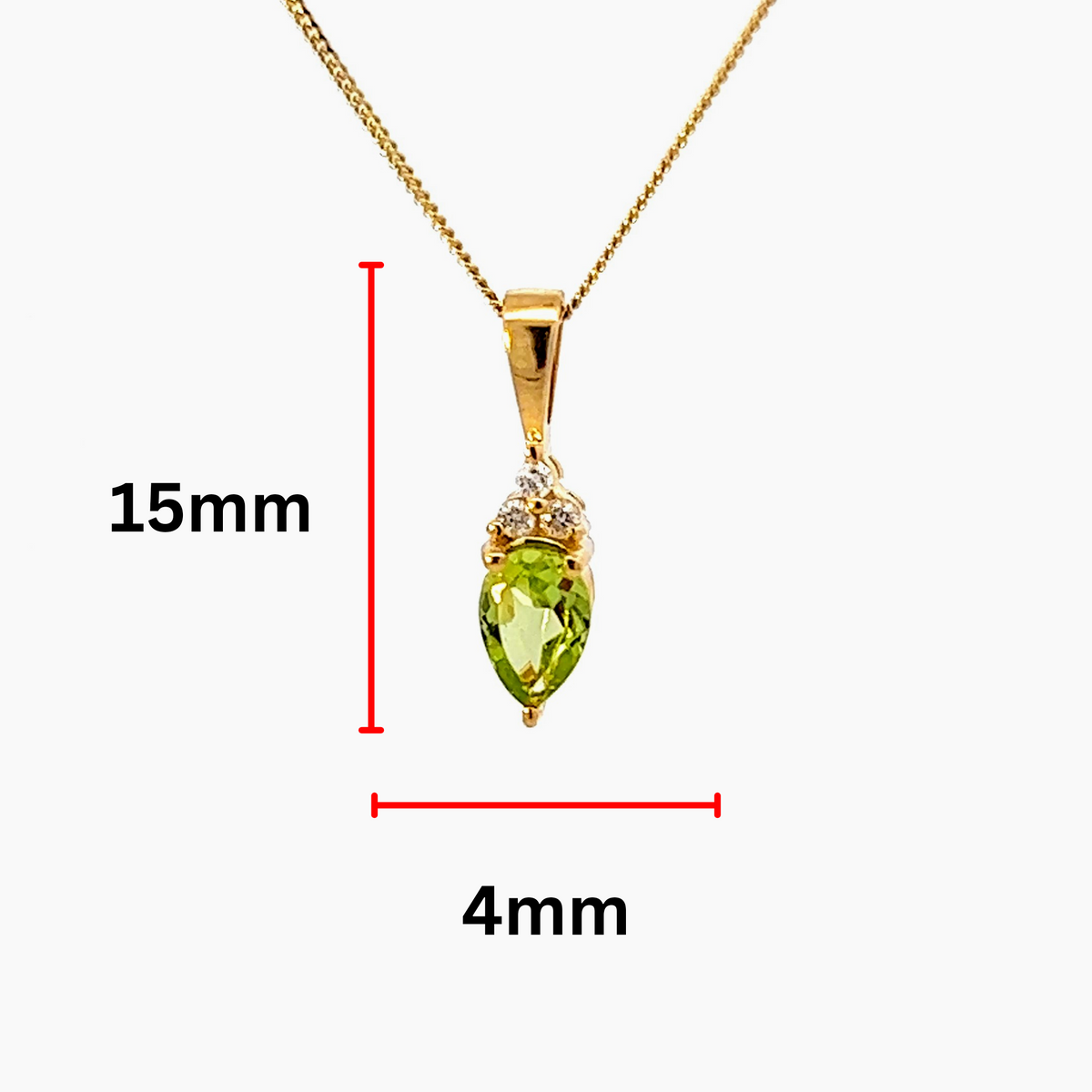 Collar de diamantes y peridoto de oro amarillo de 10 quilates - 18 pulgadas