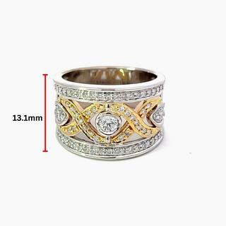Anillo de diamantes canadienses de 0,72 quilates en oro blanco y amarillo de 14 quilates - talla 6,5