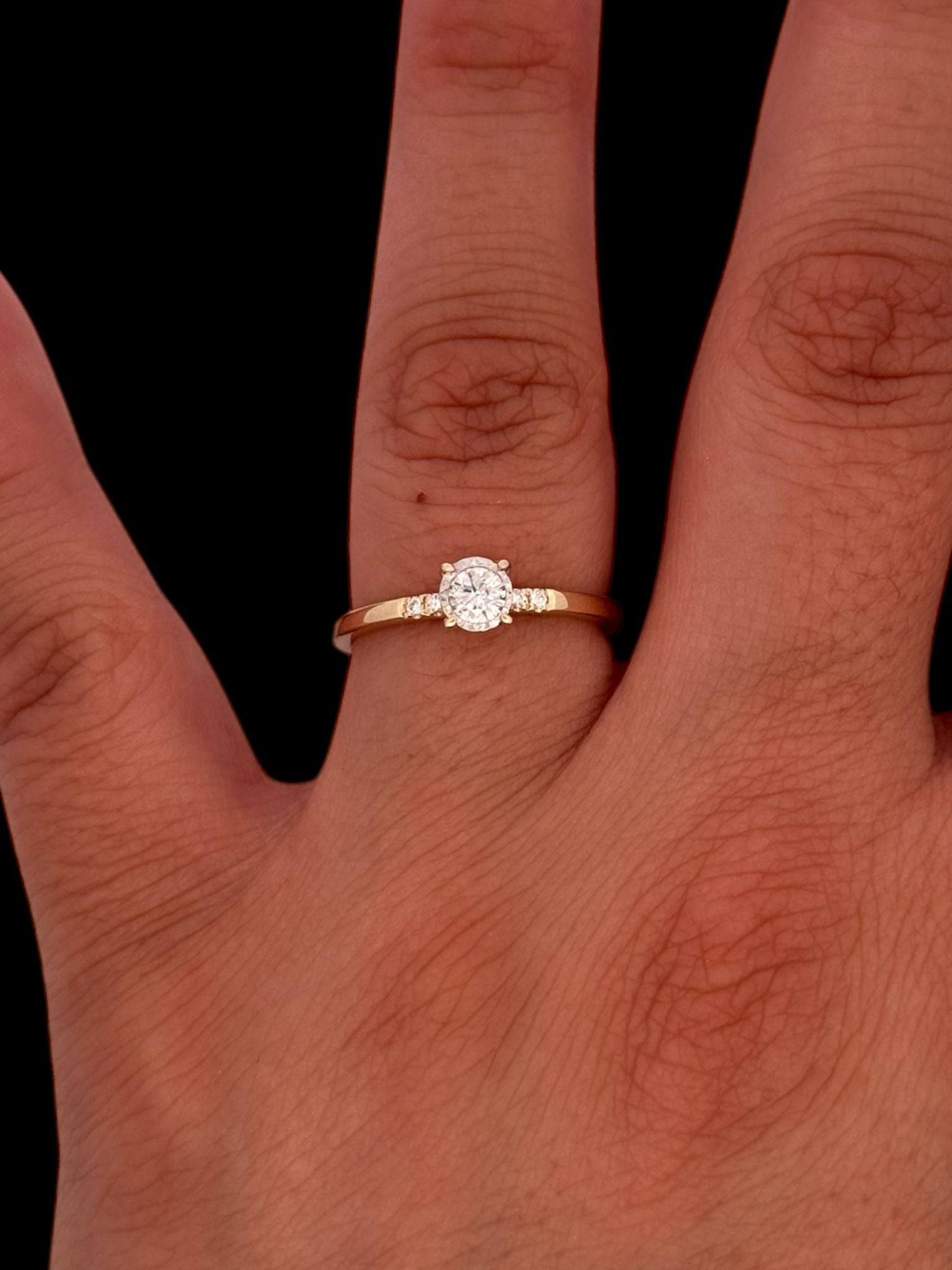 10K Yellow Gold 0.20 cttw Illusion Set Diamond Ring - 4