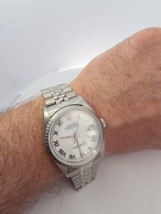 Rolex 36mm Datejust White Dial Fluted Bezel Jubilee Pre-owned Box and Appraisal