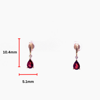 Pendientes de oro amarillo de 10 quilates con granate auténtico y diamantes de 0,025 quilates