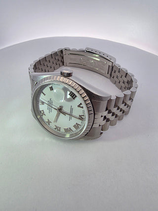 Rolex 36mm Datejust White Dial Fluted Bezel Jubilee Pre-owned Box and Appraisal