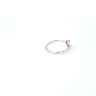 Anillo de oro blanco y amarillo de 10 quilates con diamantes de 0,04 quilates, doble círculo/eternidad/infinito, tamaño 6,5