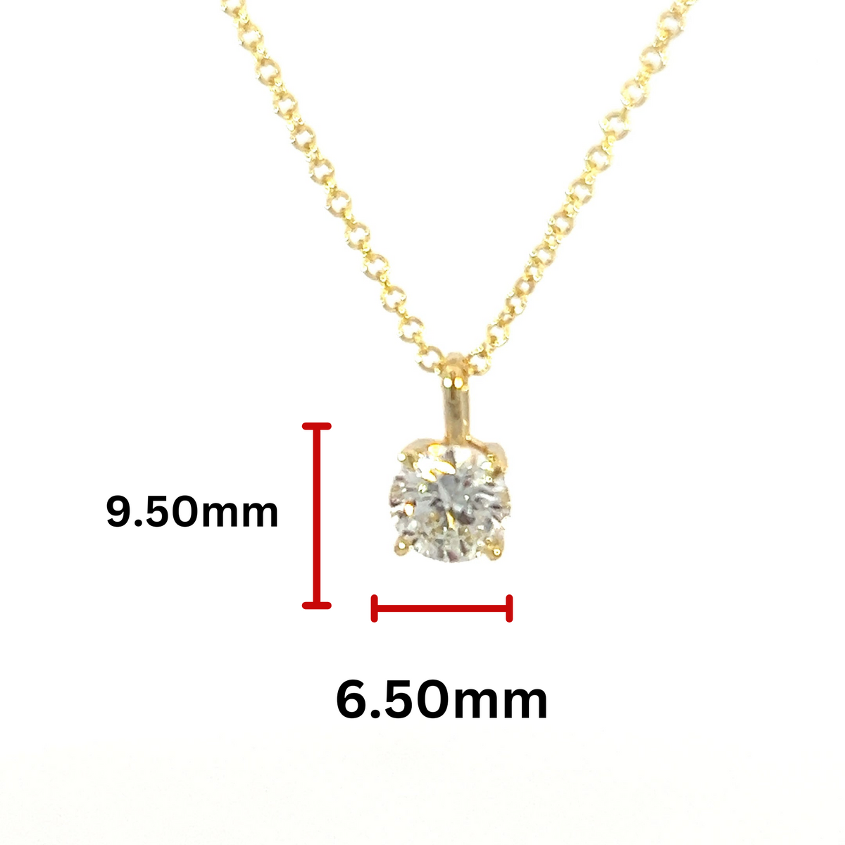 14K Yellow Gold Lab Grown 1.06cttw Round Brilliant Cut Diamond Claw Set Pendant