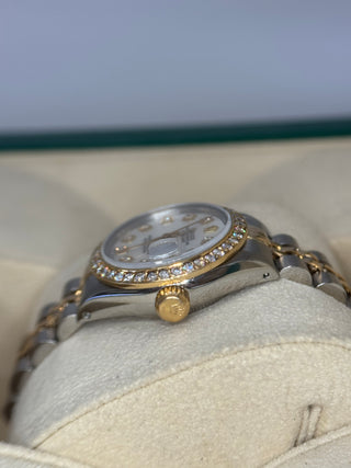 Pre- Owned Datejust 69173 | 18k & SS Jubilee Bracelet | Upgraded MOP & Diamond Dial | Upgraded Diamond Bezel | ROLEX BOX