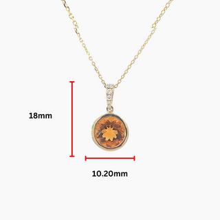 Colgante de oro amarillo de 14 quilates con citrino de 2,28 quilates y diamante de 0,16 quilates, 18"