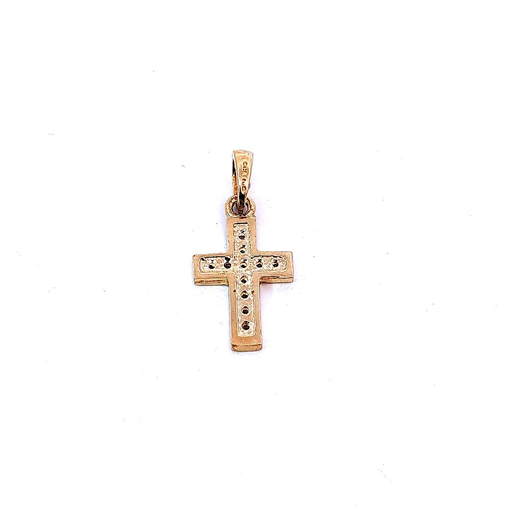 10K Yellow Gold Cubic Zirconia Cross - 13mm x 9mm