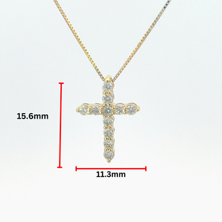 Colgante de cruz de diamantes de 0,25 quilates en oro amarillo de 10 quilates, 18"