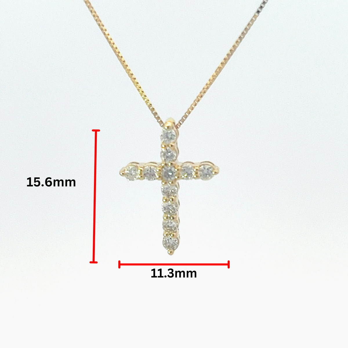 Colgante de cruz de diamantes de 0,25 quilates en oro amarillo de 10 quilates, 18&quot;