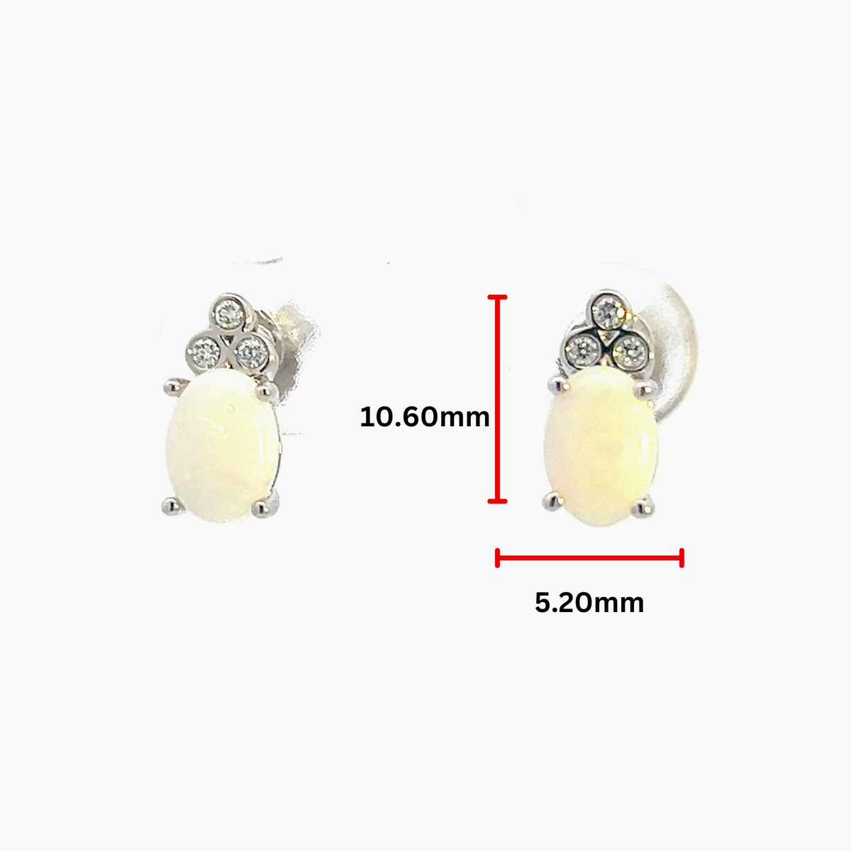 10K White Gold Opal and Diamond Earrings