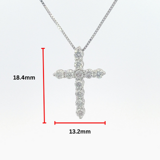10K White Gold 0.50 cttw Diamond Cross Pendant, 18"